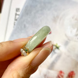 SOLD OUT: 17.1mm A-Grade Natural Jadeite Joseon Dynasty Plum Blossom Ring (Maehwa) No.162314