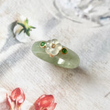 SOLD OUT: 17.1mm A-Grade Natural Jadeite Joseon Dynasty Plum Blossom Ring (Maehwa) No.162315