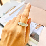 17mm A-Grade Natural Light Green Jadeite Abacus Ring Band and Donut Set No.162305