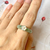 SOLD OUT: 17.1mm A-Grade Natural Jadeite Joseon Dynasty Plum Blossom Ring (Maehwa) No.162315