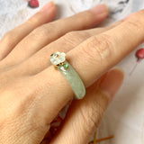 SOLD OUT: 17.1mm A-Grade Natural Jadeite Joseon Dynasty Plum Blossom Ring (Maehwa) No.162315