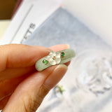 17.1mm A-Grade Natural Jadeite Joseon Dynasty Plum Blossom Ring (Maehwa) No.162315