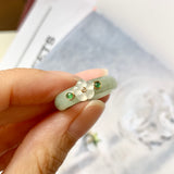 SOLD OUT: 17.1mm A-Grade Natural Jadeite Joseon Dynasty Plum Blossom Ring (Maehwa) No.162315