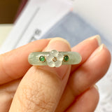17.1mm A-Grade Natural Jadeite Joseon Dynasty Plum Blossom Ring (Maehwa) No.162315