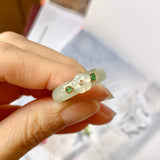 18.1mm A-Grade Natural Jadeite Joseon Dynasty Plum Blossom Ring (Maehwa) No.162316