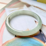 55.3mm A-Grade Natural Light Green Jadeite Modern Round Bangle No.330077