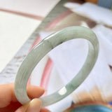 55.3mm A-Grade Natural Light Green Jadeite Modern Round Bangle No.330077