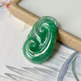 SOLD OUT: A-Grade Natural Imperial Green Jadeite Ruyi Pendant No.171837