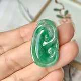 SOLD OUT: A-Grade Natural Imperial Green Jadeite Ruyi Pendant No.171837