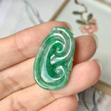 SOLD OUT: A-Grade Natural Imperial Green Jadeite Ruyi Pendant No.171837