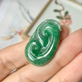 SOLD OUT: A-Grade Natural Imperial Green Jadeite Ruyi Pendant No.171837