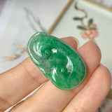 SOLD OUT: A-Grade Natural Imperial Green Jadeite Ruyi Pendant No.171837