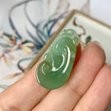 A-Grade Natural Green Jadeite Ruyi Pendant No.170818