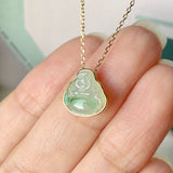 A-Grade Moss On Snow Jadeite MINI.malist Buddha Pendant No.171834