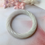 SOLD OUT: 56.8mm A-Grade Lavender Jadeite Traditional Round Rope Bangle No.151660