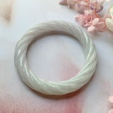 56.8mm A-Grade Lavender Jadeite Traditional Round Rope Bangle No.151660
