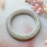 SOLD OUT: 56.8mm A-Grade Lavender Jadeite Traditional Round Rope Bangle No.151660