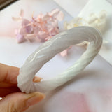 SOLD OUT: 56.8mm A-Grade Lavender Jadeite Traditional Round Rope Bangle No.151660