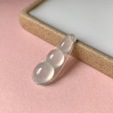Icy A-Grade Natural Jadeite Pea Pod Pendant with Carvings No.170012
