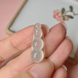 Icy A-Grade Natural Jadeite Pea Pod Pendant with Carvings No.170012