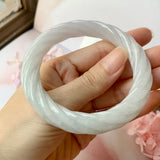 SOLD OUT: 56.8mm A-Grade Lavender Jadeite Traditional Round Rope Bangle No.151660