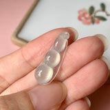 Icy A-Grade Natural Jadeite Pea Pod Pendant with Carvings No.170012