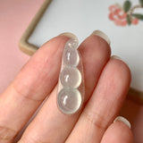 Icy A-Grade Natural Jadeite Pea Pod Pendant with Carvings No.170012