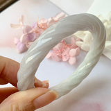 SOLD OUT: 56.8mm A-Grade Lavender Jadeite Traditional Round Rope Bangle No.151660