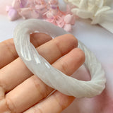 56.8mm A-Grade Lavender Jadeite Traditional Round Rope Bangle No.151660