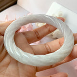 SOLD OUT: 56.8mm A-Grade Lavender Jadeite Traditional Round Rope Bangle No.151660