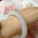 56.8mm A-Grade Lavender Jadeite Traditional Round Rope Bangle No.151660
