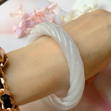 56.8mm A-Grade Lavender Jadeite Traditional Round Rope Bangle No.151660