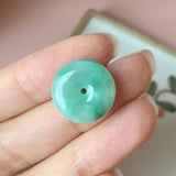 SOLD OUT: A-Grade Natural Green Jadeite Donut Pendant No.171790