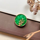 A-Grade Natural Green Jadeite Bespoke Bamboo Pendant (18K Champagne Gold) No.171274