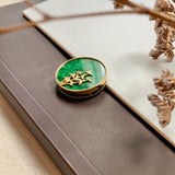 A-Grade Natural Green Jadeite Bespoke Bamboo Pendant (18K Champagne Gold) No.171274