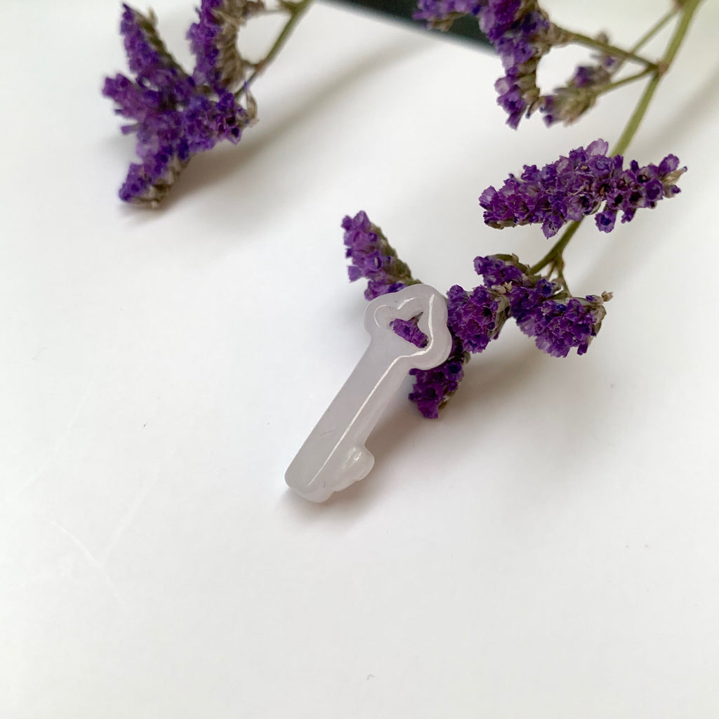 SOLD OUT: A-Grade Natural Lavender Jadeite Key Pendant No.220400