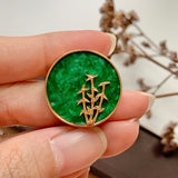 A-Grade Natural Green Jadeite Bespoke Bamboo Pendant (18K Champagne Gold) No.171274