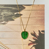 SOLD OUT: Icy A-Grade Imperial Green Jadeite Leaf Pendant No.171811