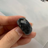 19.1mm A-Grade Natural Black Jadeite Faceted Ring No.220403