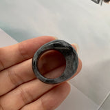 19.1mm A-Grade Natural Black Jadeite Faceted Ring No.220403