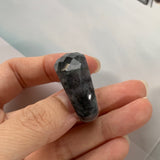 19.1mm A-Grade Natural Black Jadeite Faceted Ring No.220403