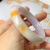 SOLD OUT: 54.8mm A-Grade Natural Tri-Colour Jadeite Modern Round Bangle No.151872