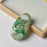 A-Grade Natural Green Jadeite Phoenix and Dragon Pendant No.171265