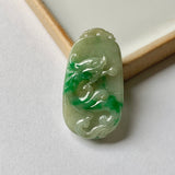 A-Grade Natural Green Jadeite Phoenix and Dragon Pendant No.171265