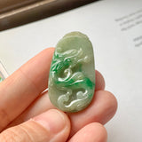 A-Grade Natural Green Jadeite Phoenix and Dragon Pendant No.171265
