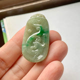 A-Grade Natural Green Jadeite Phoenix and Dragon Pendant No.171265
