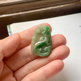 A-Grade Natural Green Jadeite Phoenix and Dragon Pendant No.170532