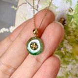 SOLD OUT: A-Grade Floral Imperial Green Jadeite Bespoke Donut Pendant (Lilac Flower) No.171838