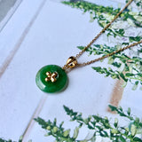A-Grade Floral Imperial Green Jadeite Bespoke Donut Pendant (Lilac Flower) No.171839