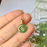 A-Grade Floral Imperial Green Jadeite Bespoke Donut Pendant (Lilac Flower) No.171839